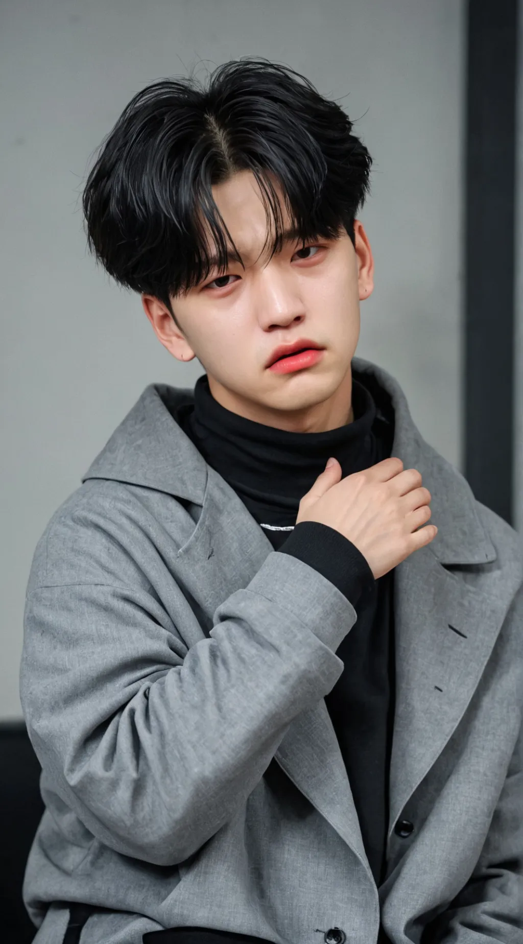 ai character: sad Seugmin  background