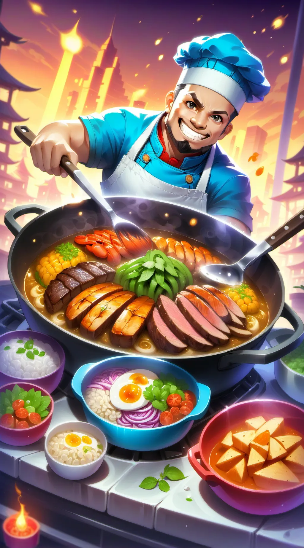 ai character: Cooking chalenge3 background