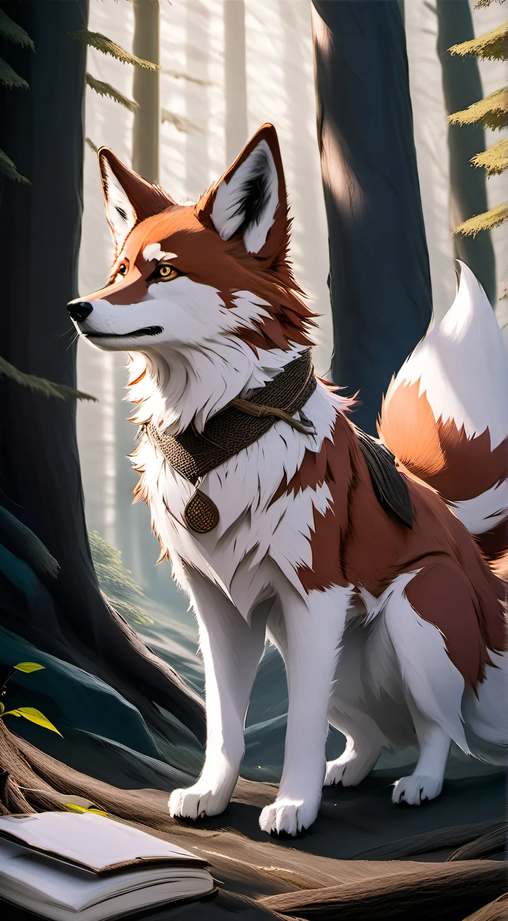 ai character: fox dog hybrid  background