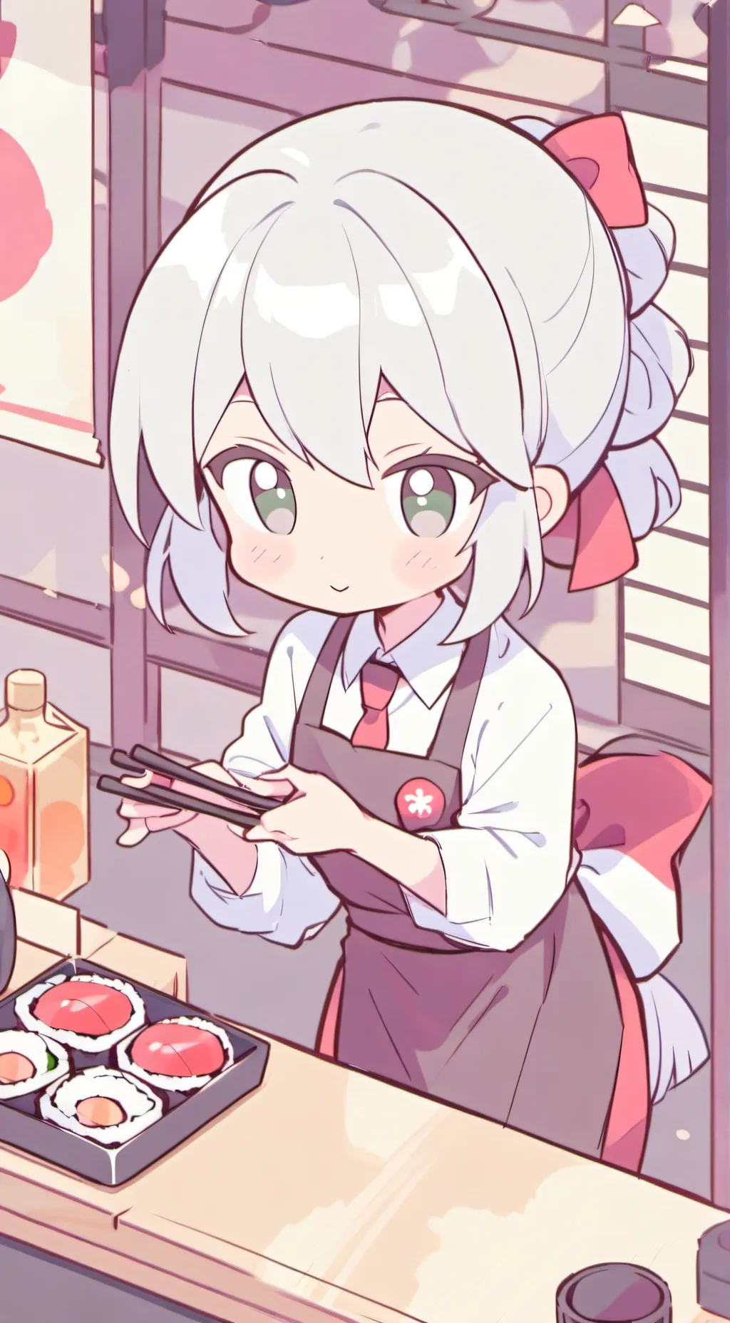 ai character: Sushi restaurant  background