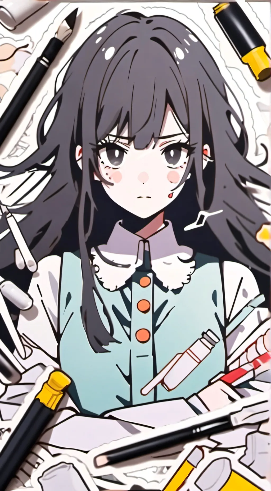ai character: Female ink sans background