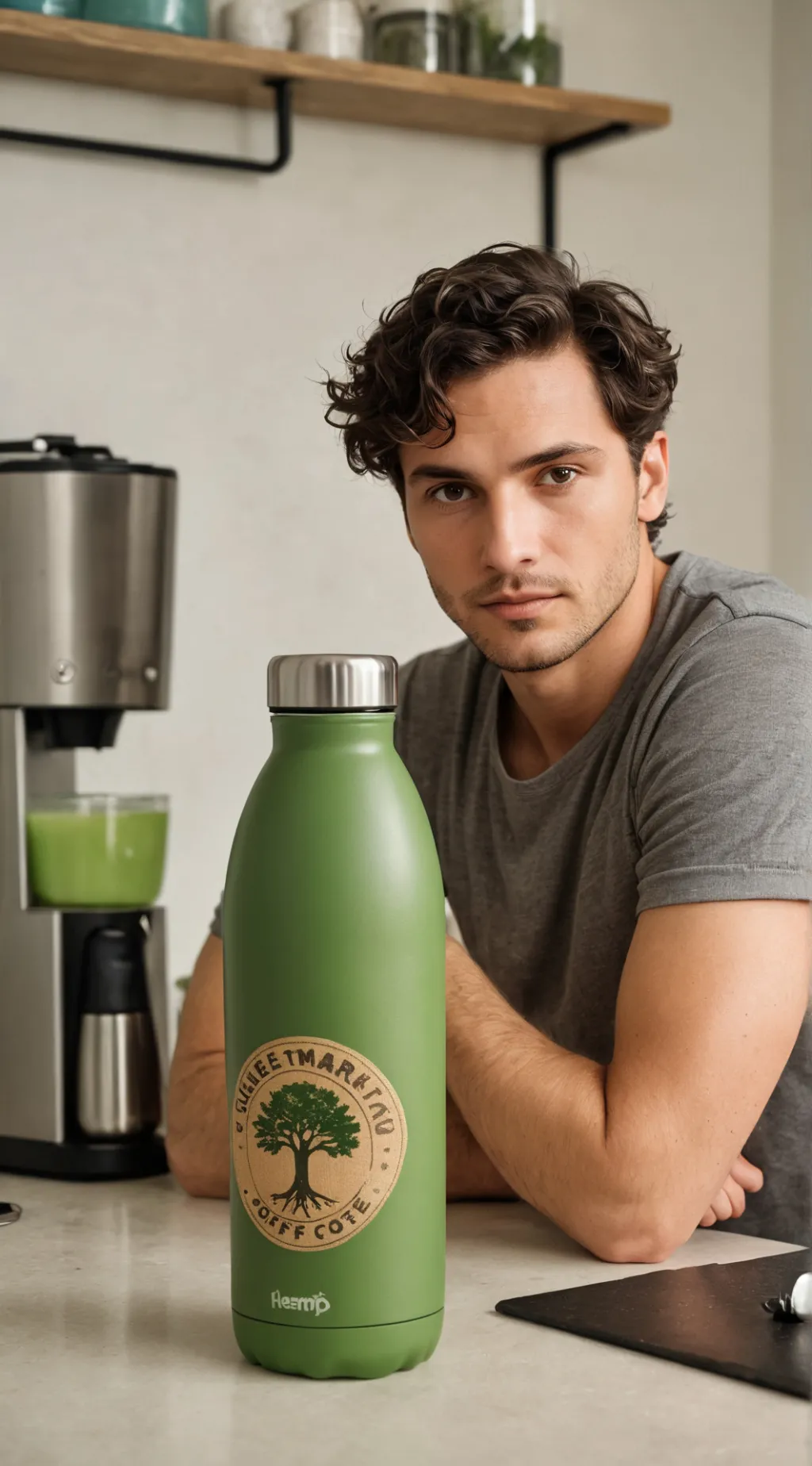 ai character: Jevin the Eco-Warrior Barista background