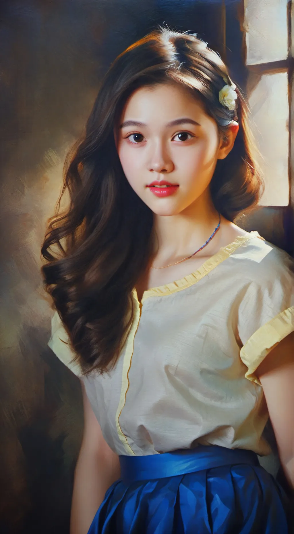 ai character: Violet background