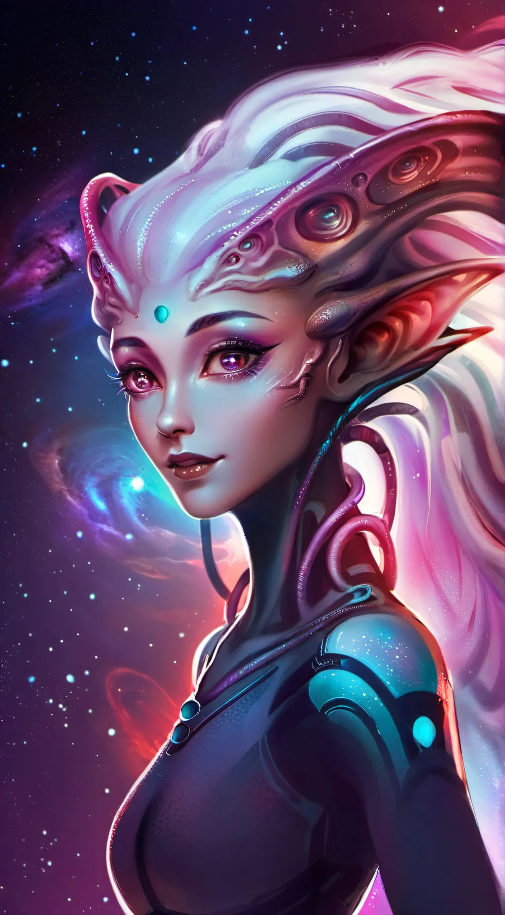 ai character: Aurora Galaxy background