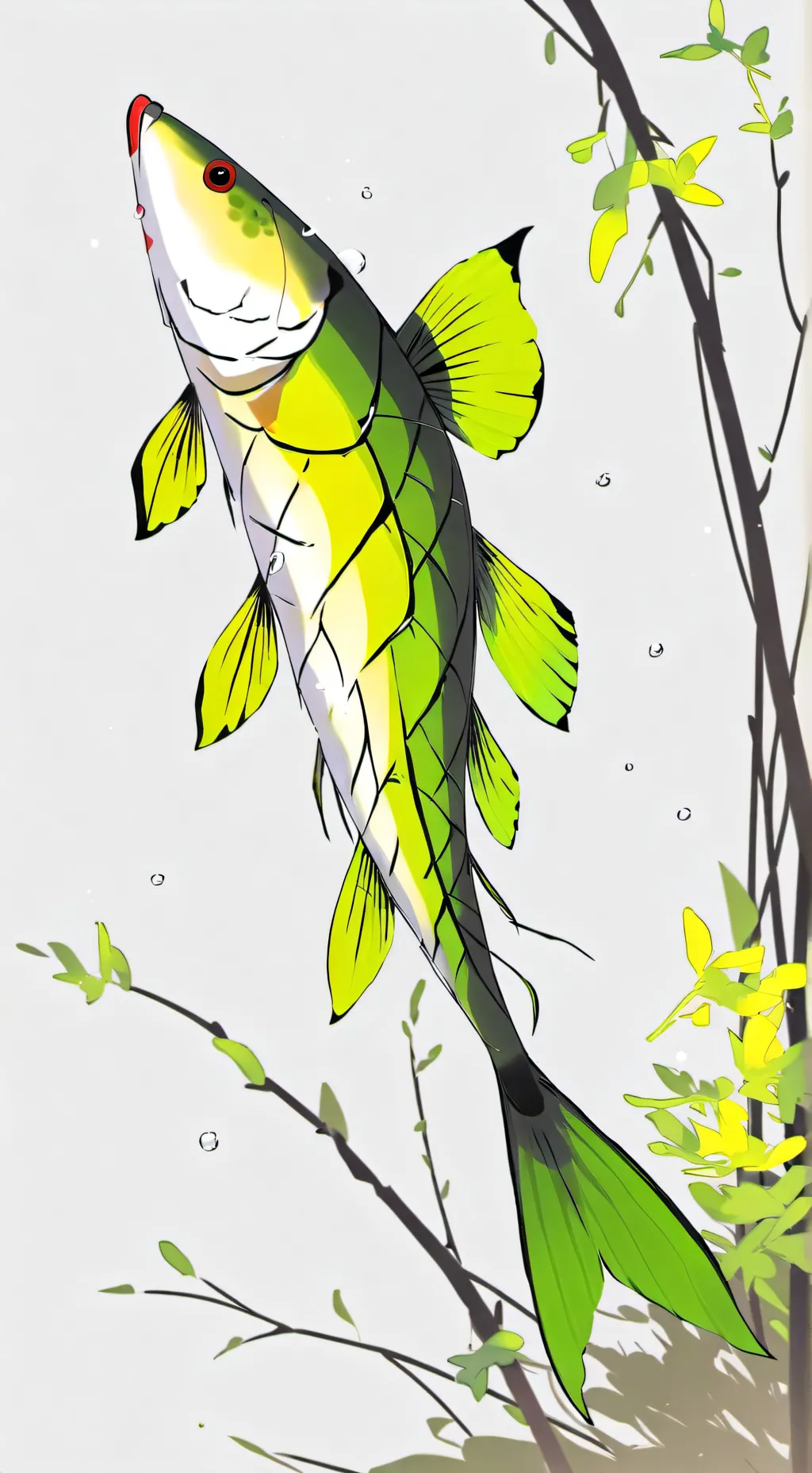 ai character: Fish man big background
