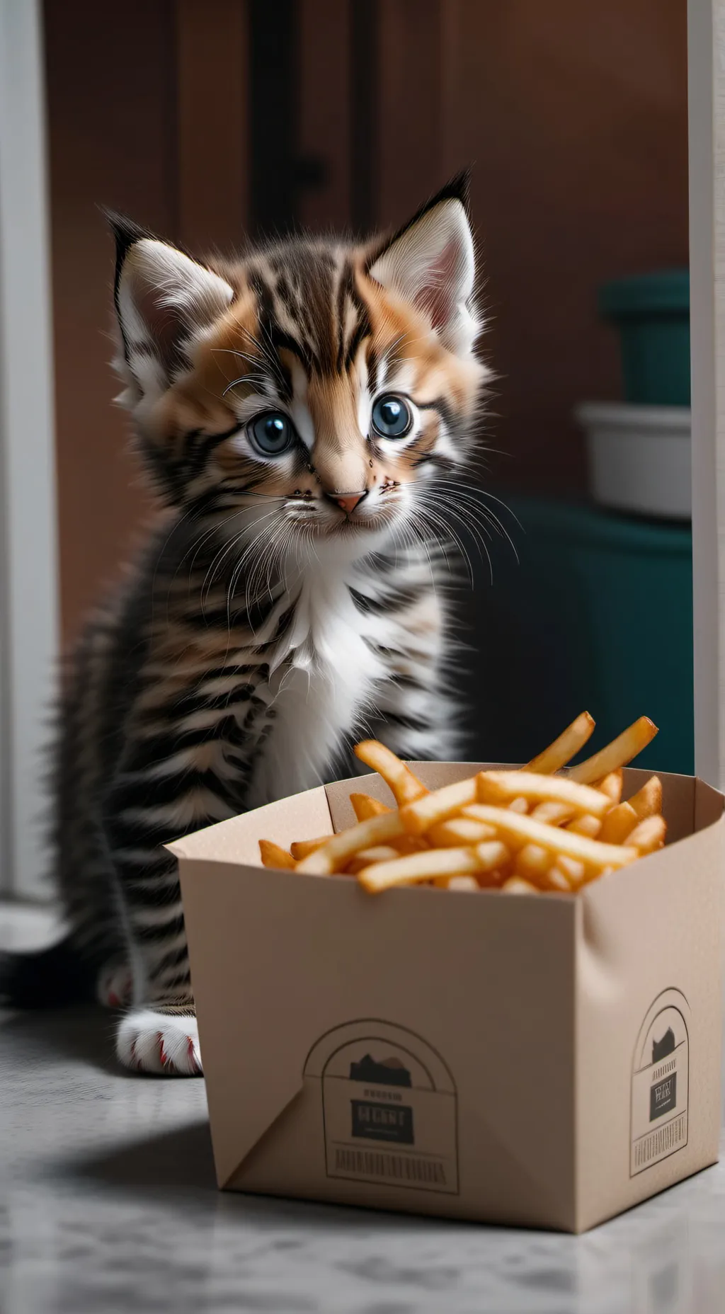 ai character: Fries Kitten background