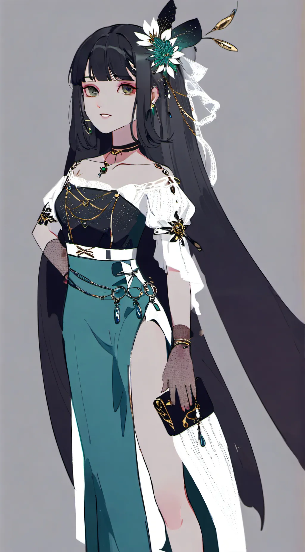 ai character: Tv woman  background