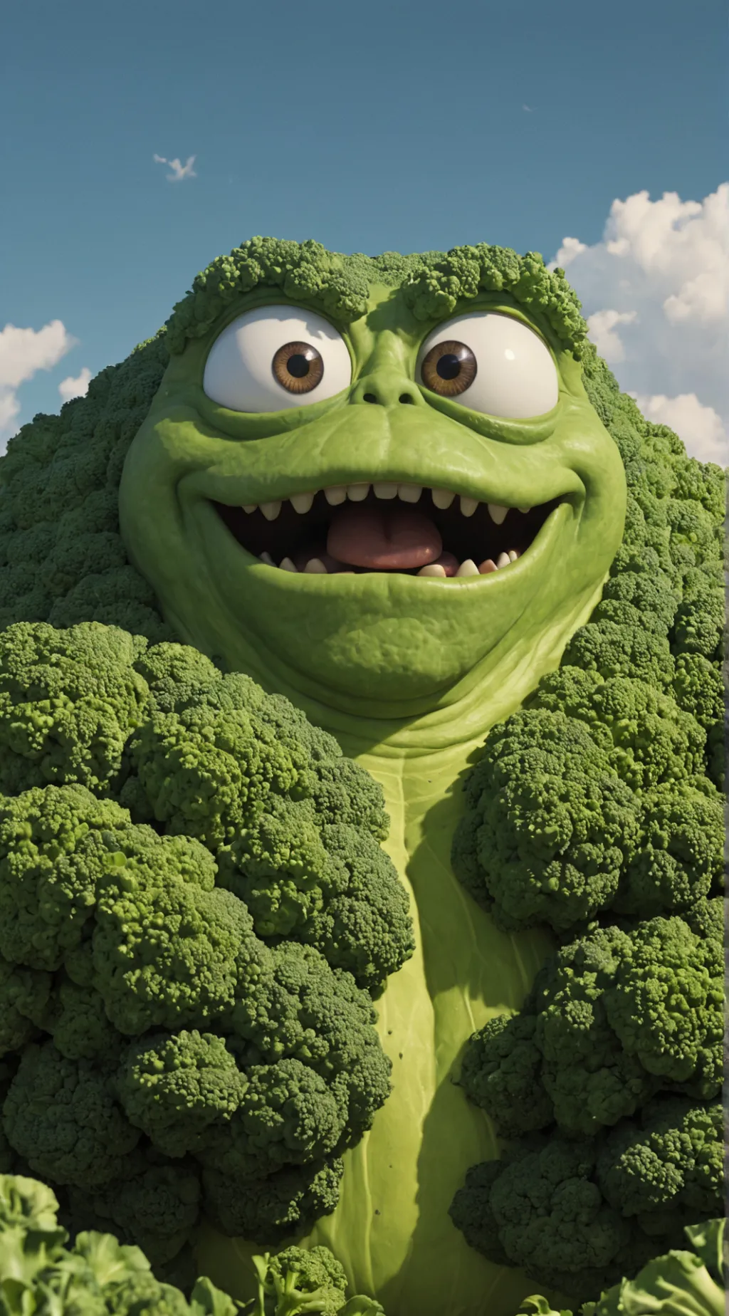 ai character: Brocolli mountain background