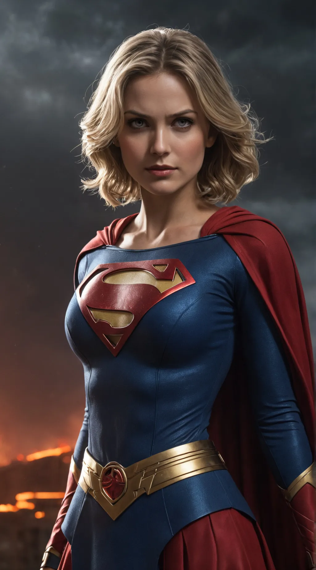ai character: Stern Supergirl background
