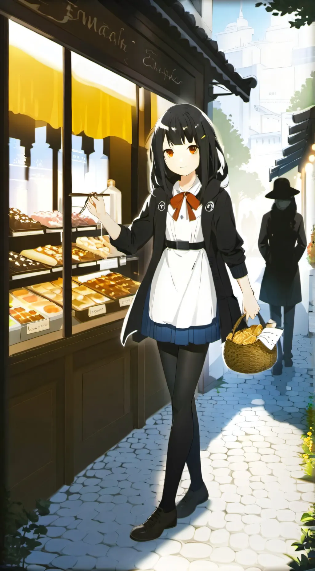 ai character: baguette shop background