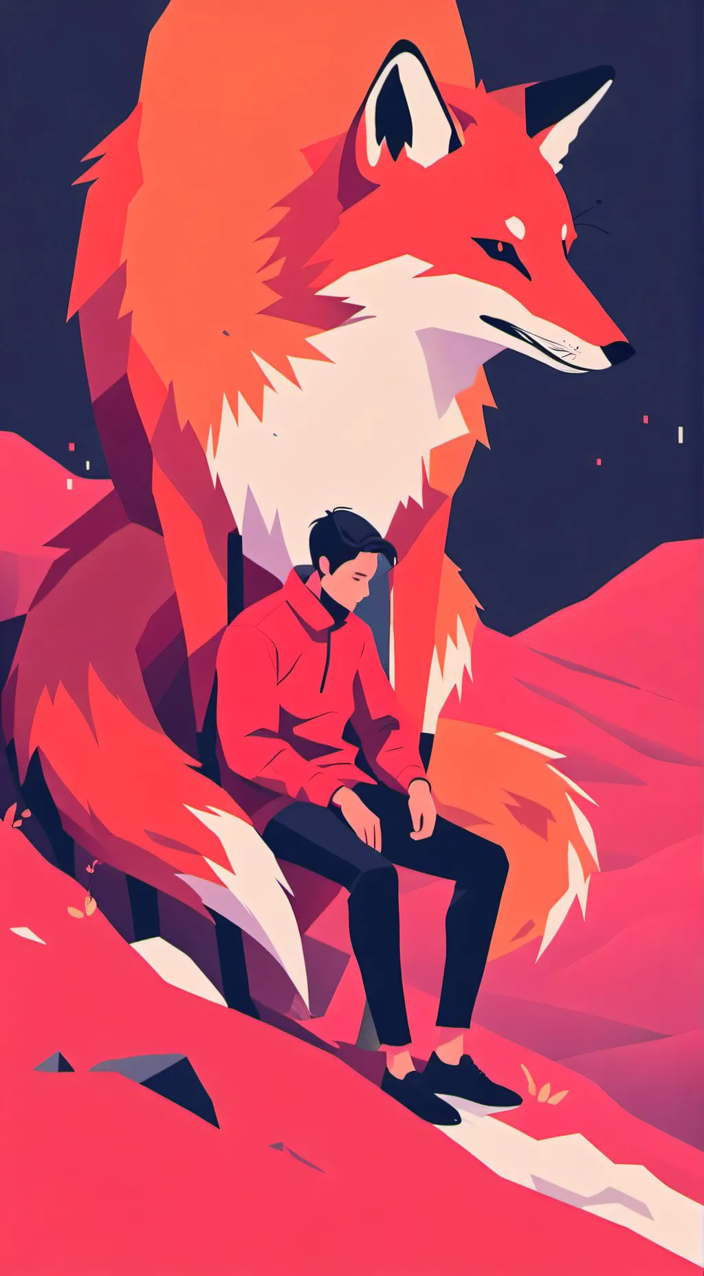 ai character: giant fox background