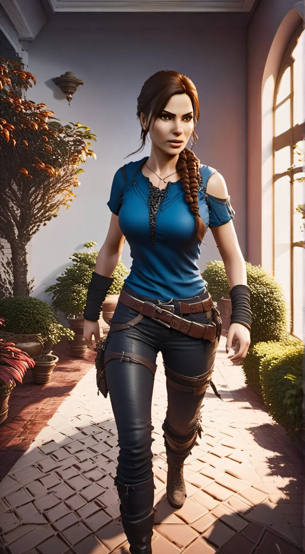 ai character: Lara Croft  background