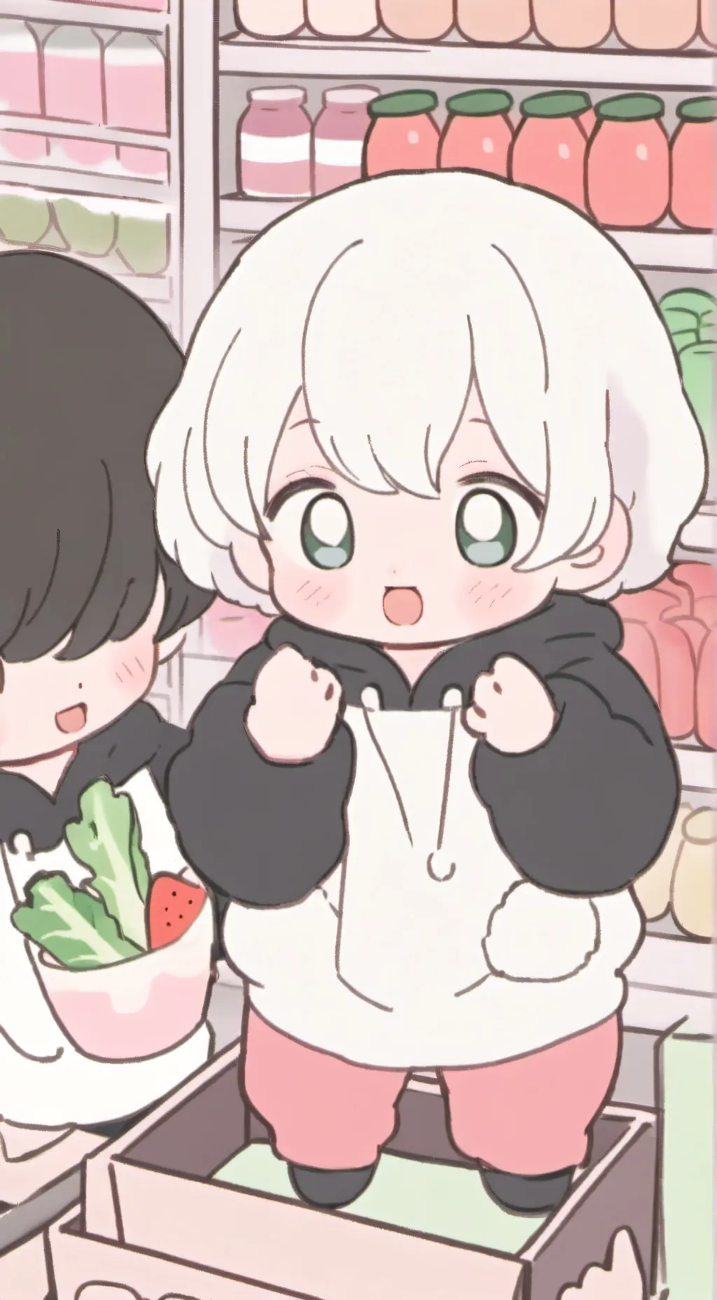 ai character: vetgetable babies background