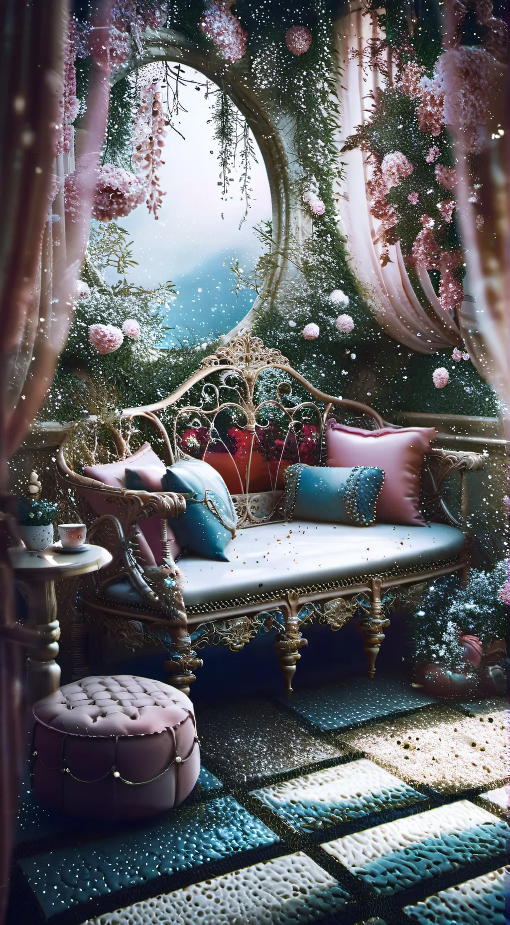 ai character: girl sleepover background