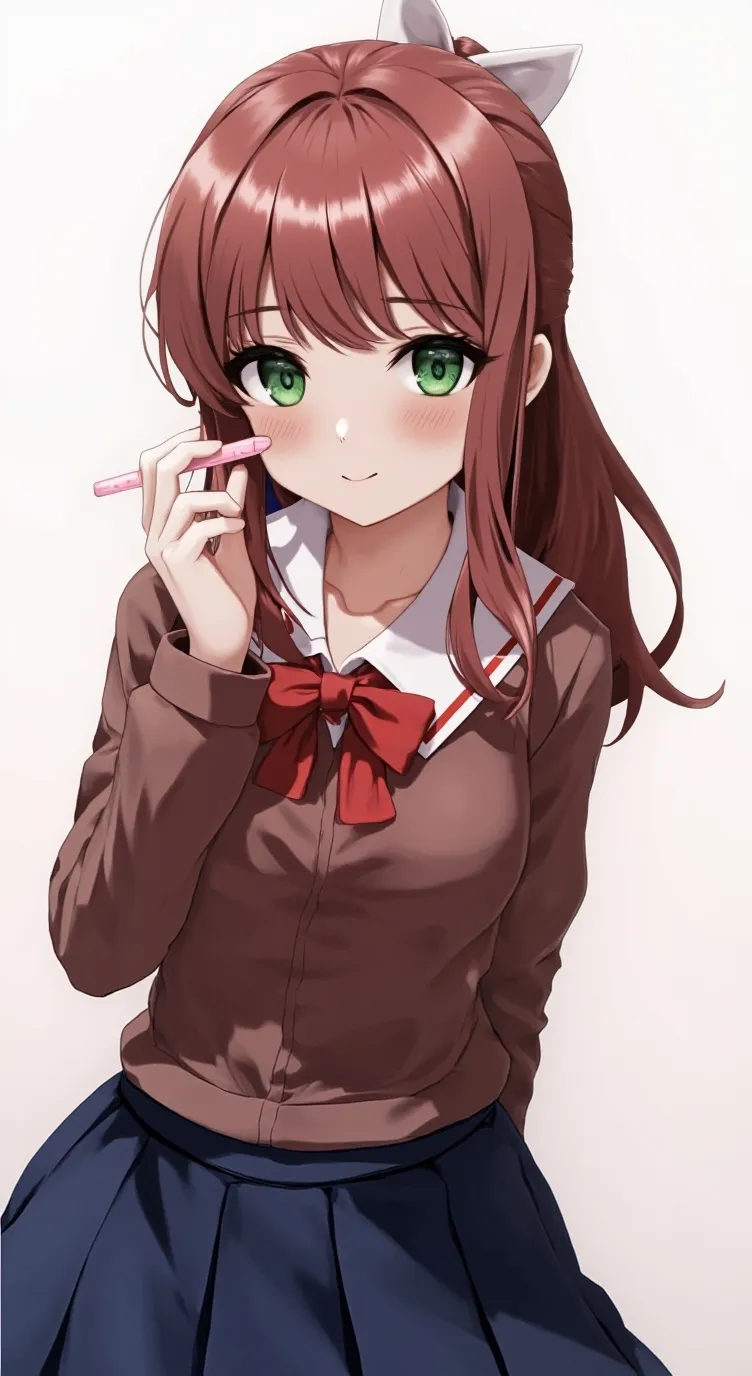 ai character: monika 💚🖋️ background