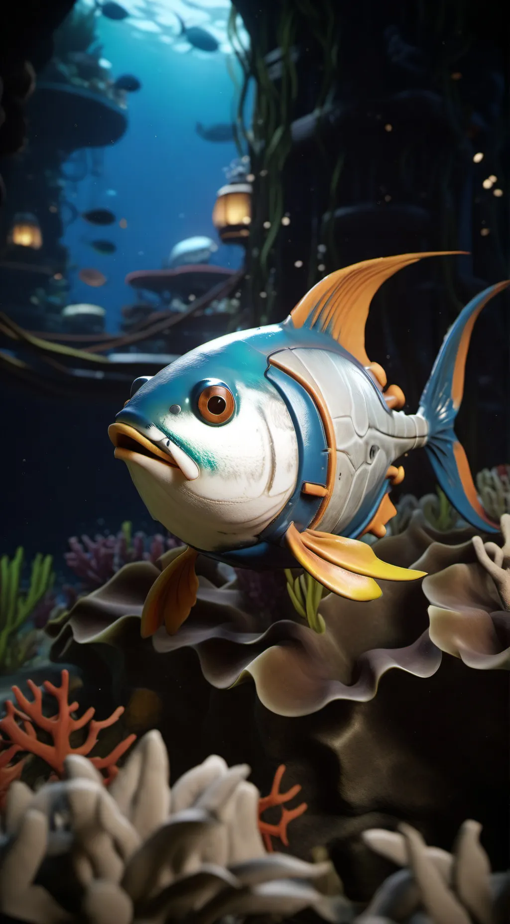 ai character: crash fish background