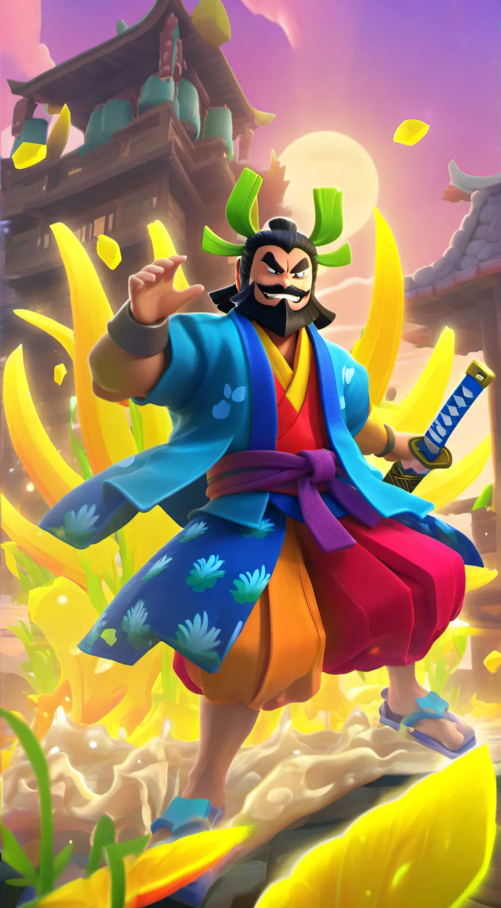 ai character: samurai del sol background
