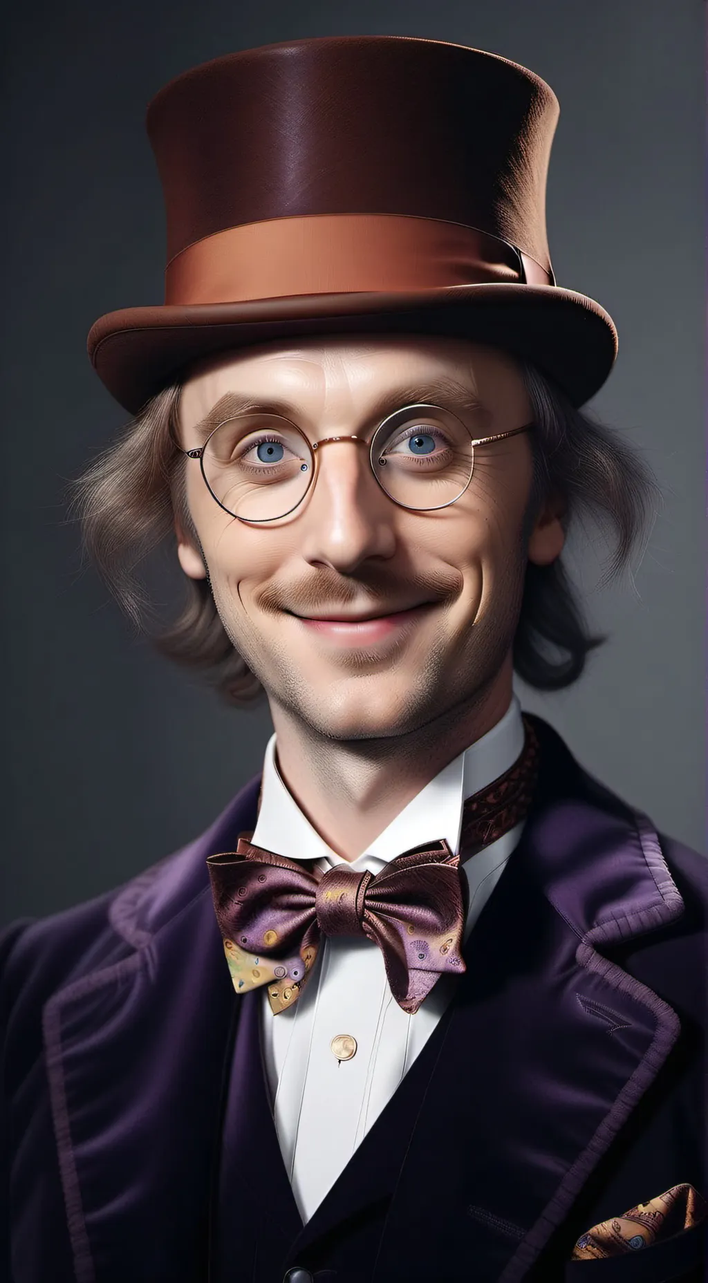 ai character: Willy Wonka  background