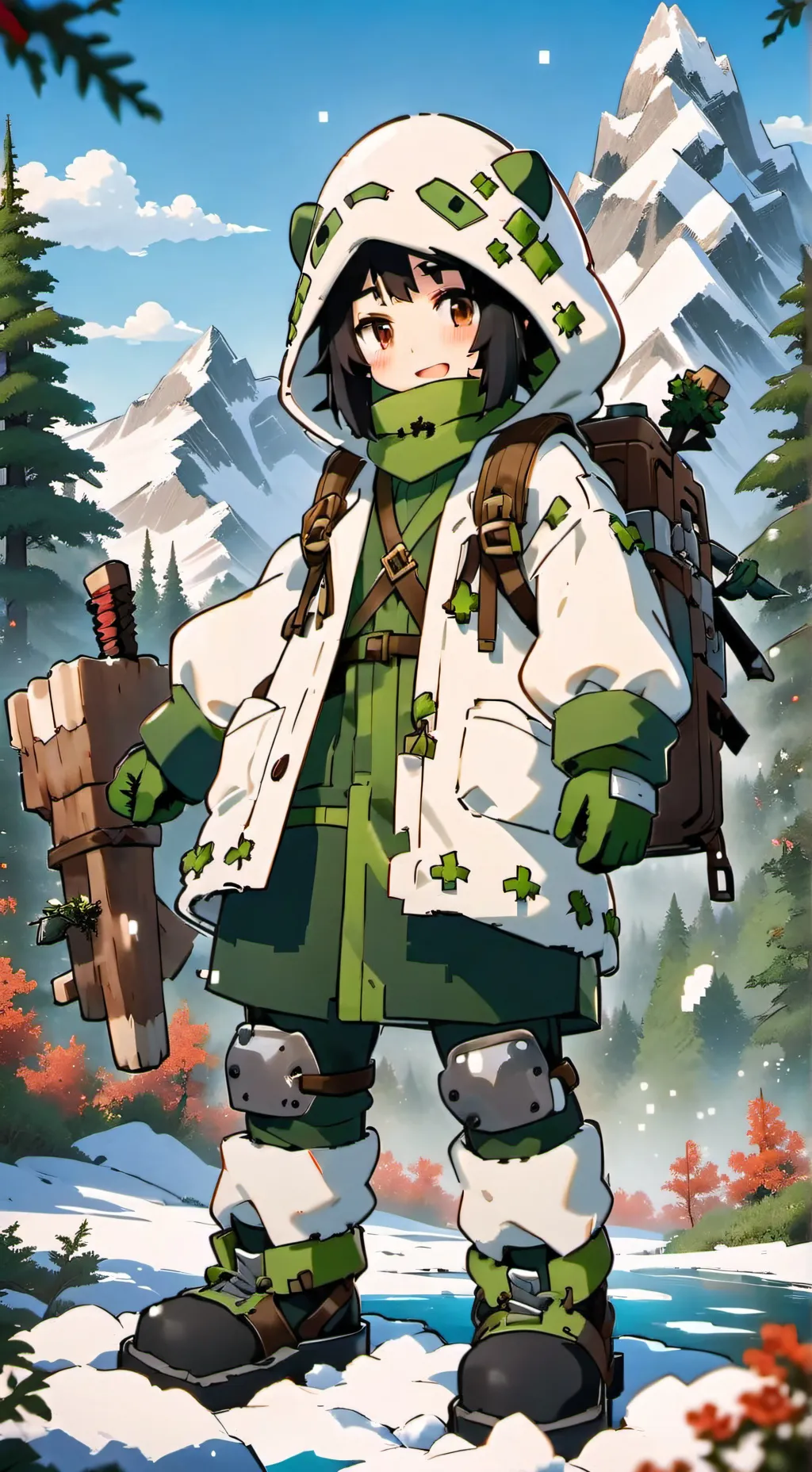 ai character: Creeper mujer background