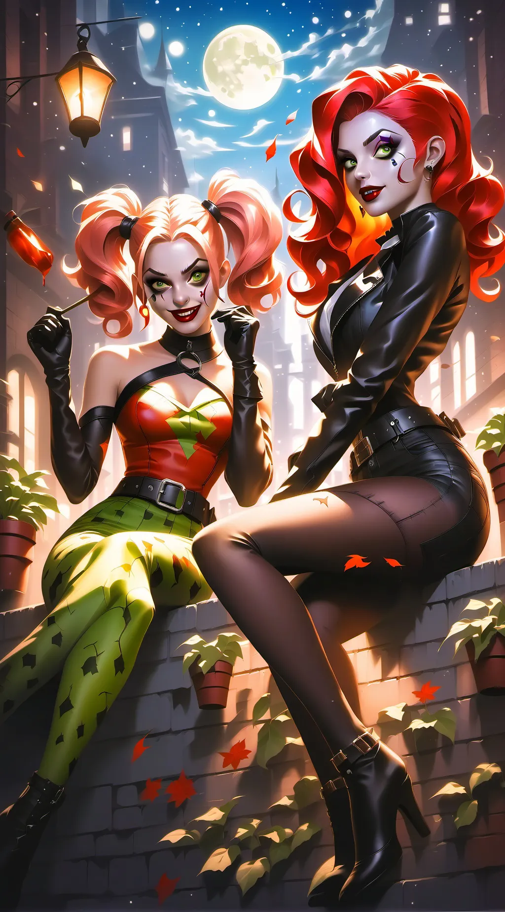 ai character: Harley Quinn & Ivy background