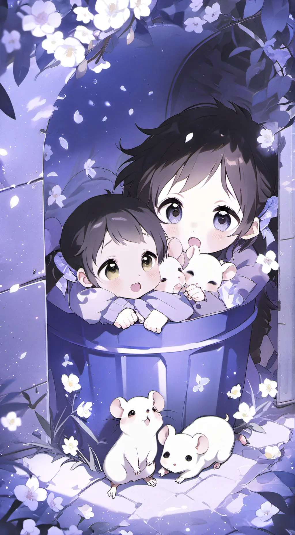 ai character: Spring babies background