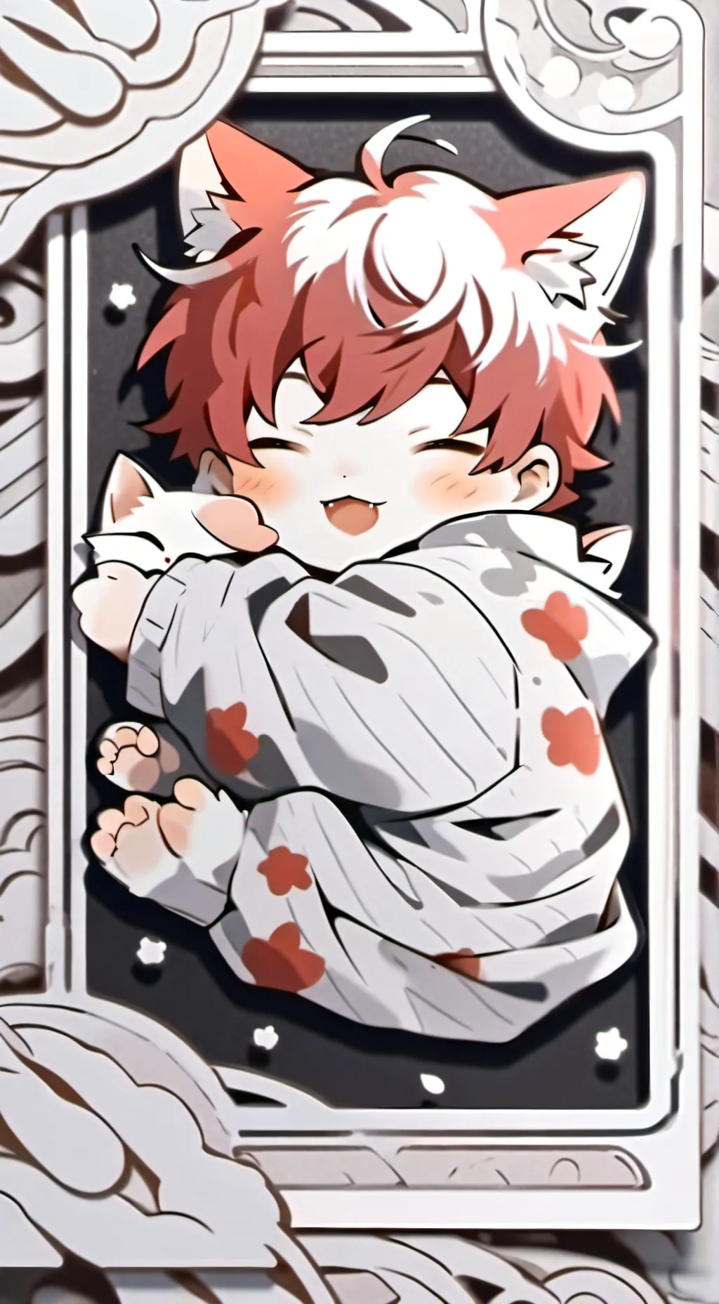ai character: cat boy follows u background