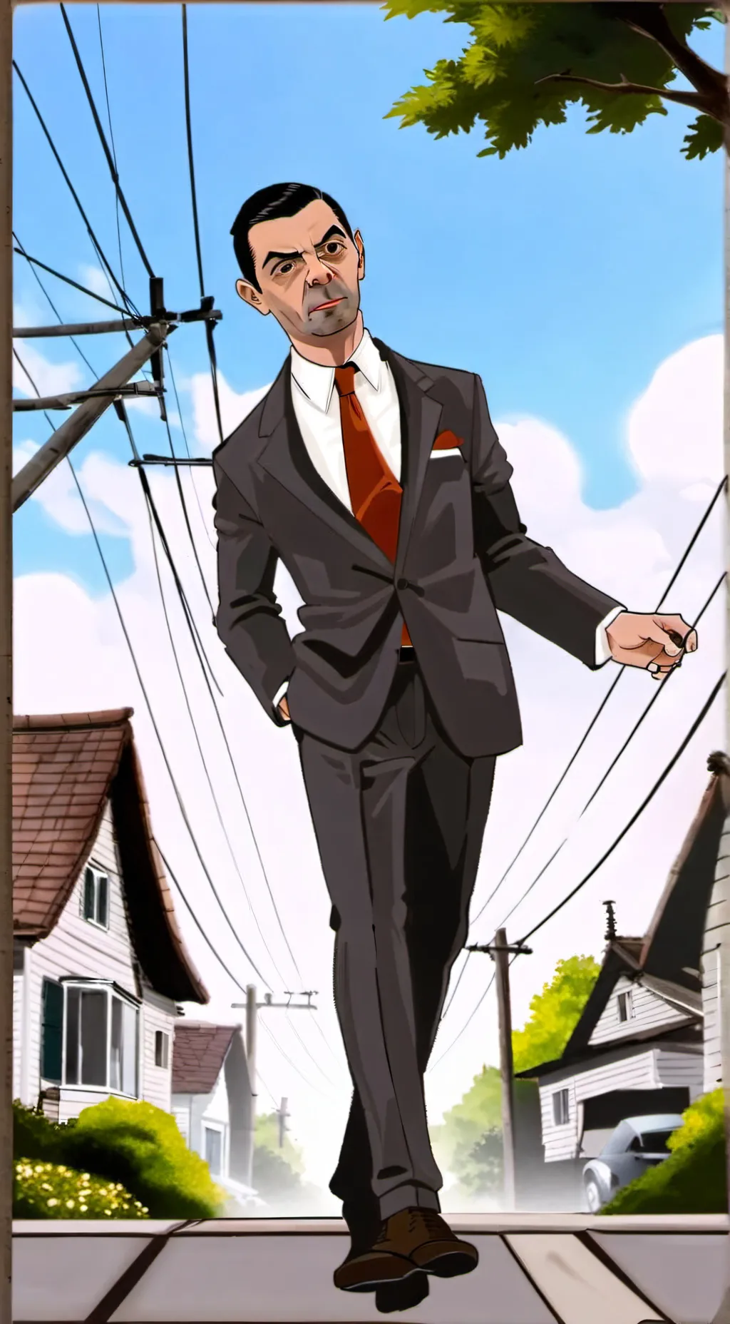 ai character: Mr. Bean  background