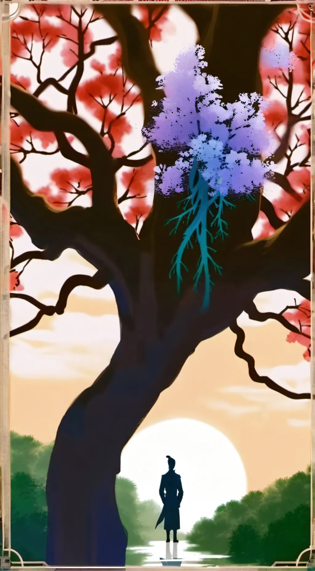 ai character: Back as a tree background
