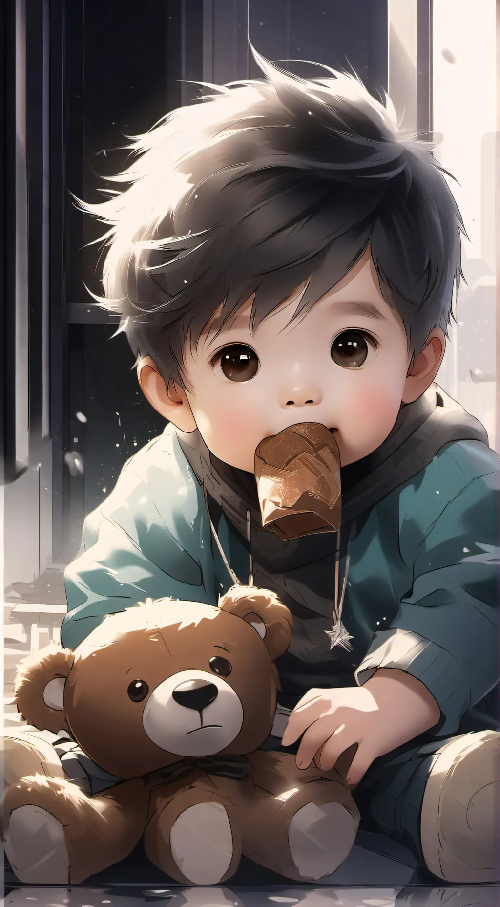 ai character: Baby eats alot  background