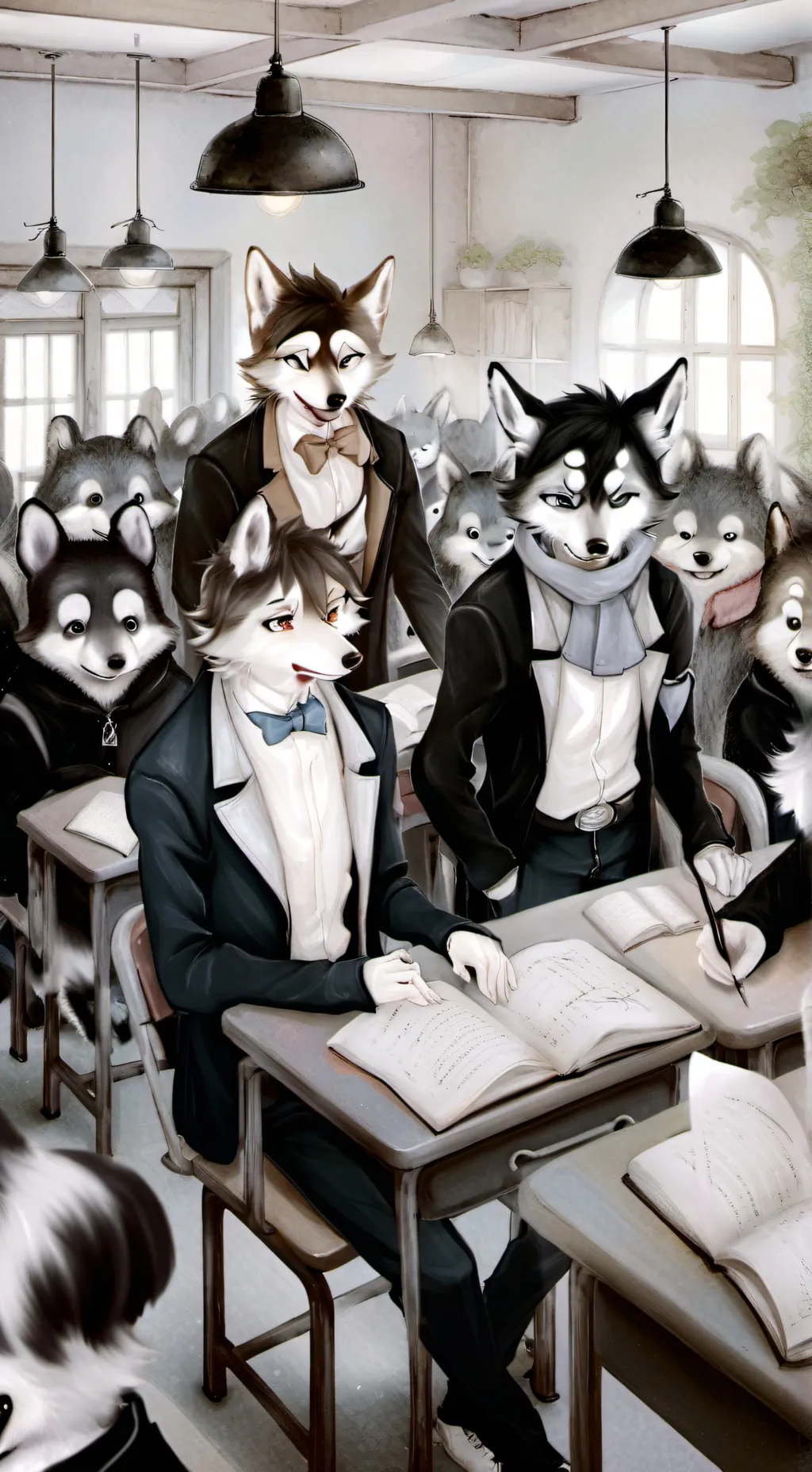ai character: Classroom furries! background