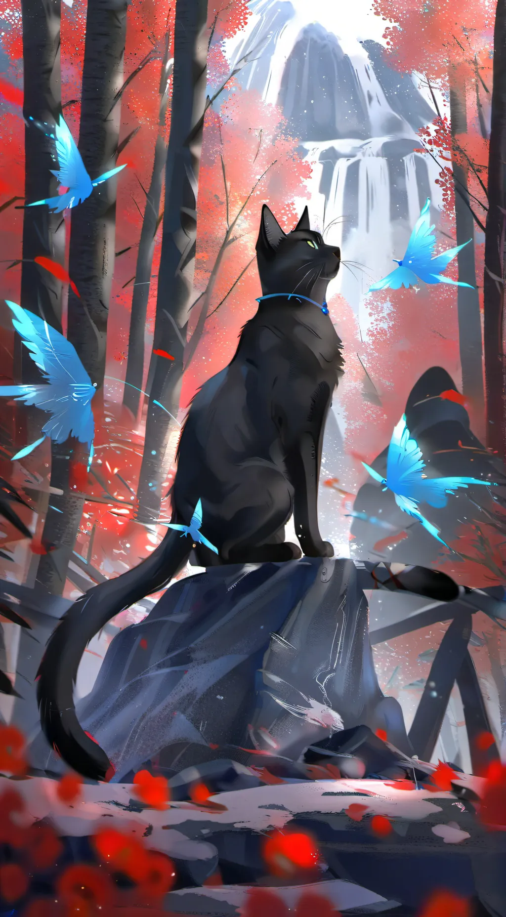 ai character: a blue water cat background