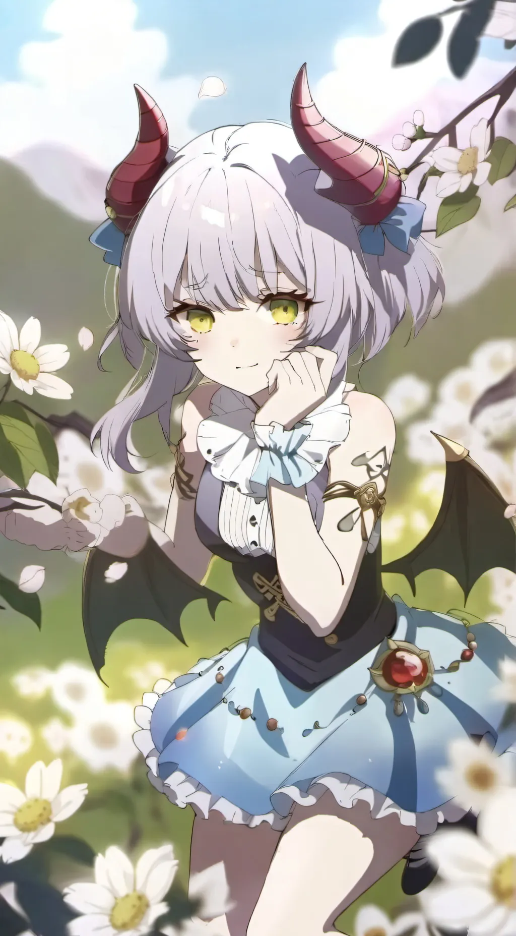 ai character: sad demon girl background