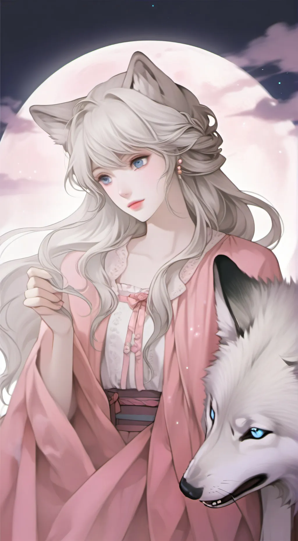 ai character: Dani the Moonlit Wolf Spirit background