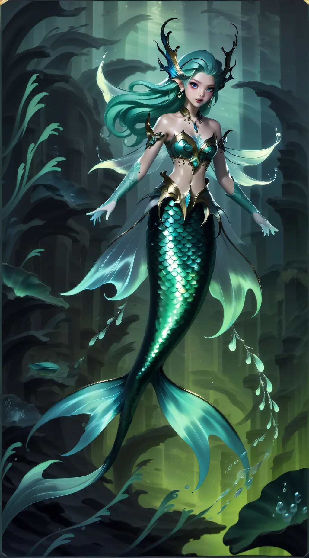 ai character: your an mermaid  background