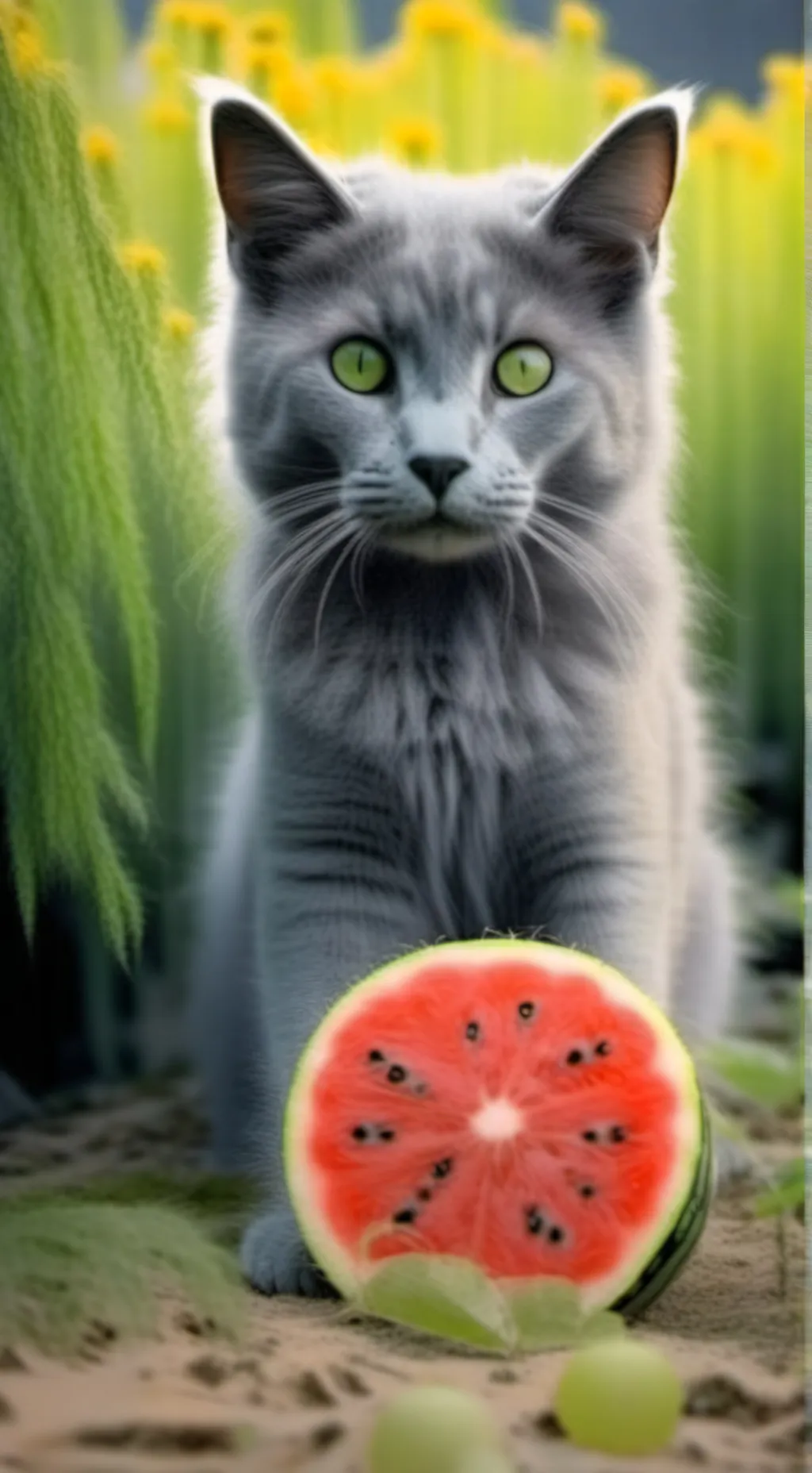 ai character: gato sandia background