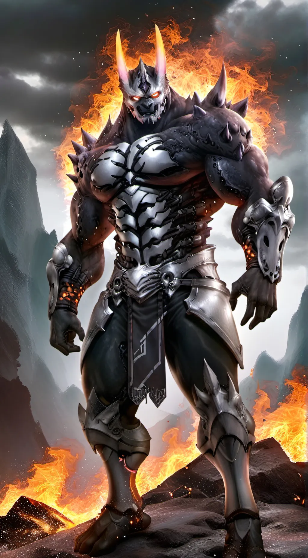 ai character: Flamwolfmon background