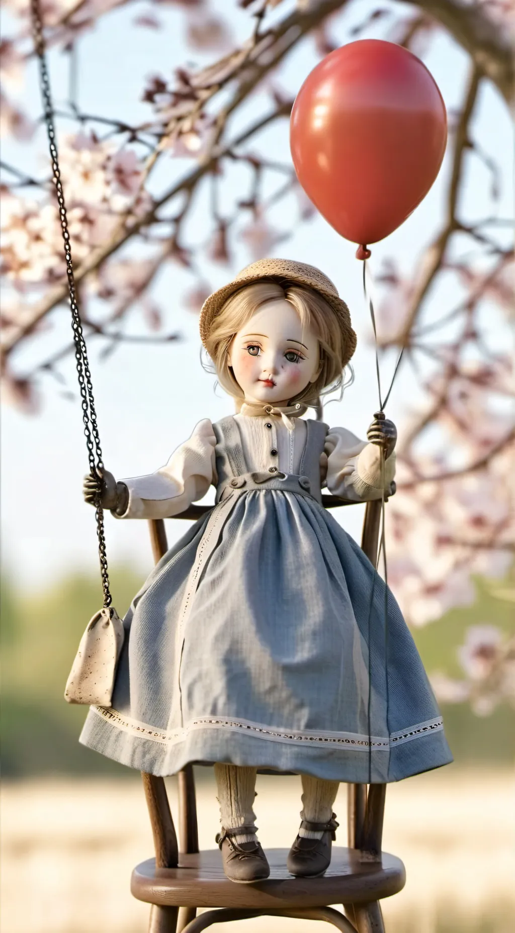ai character: porcelain doll  background