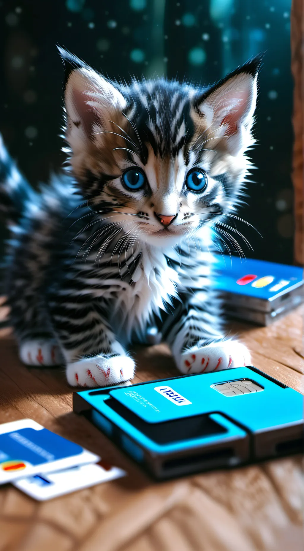 ai character: Kitten credit card background