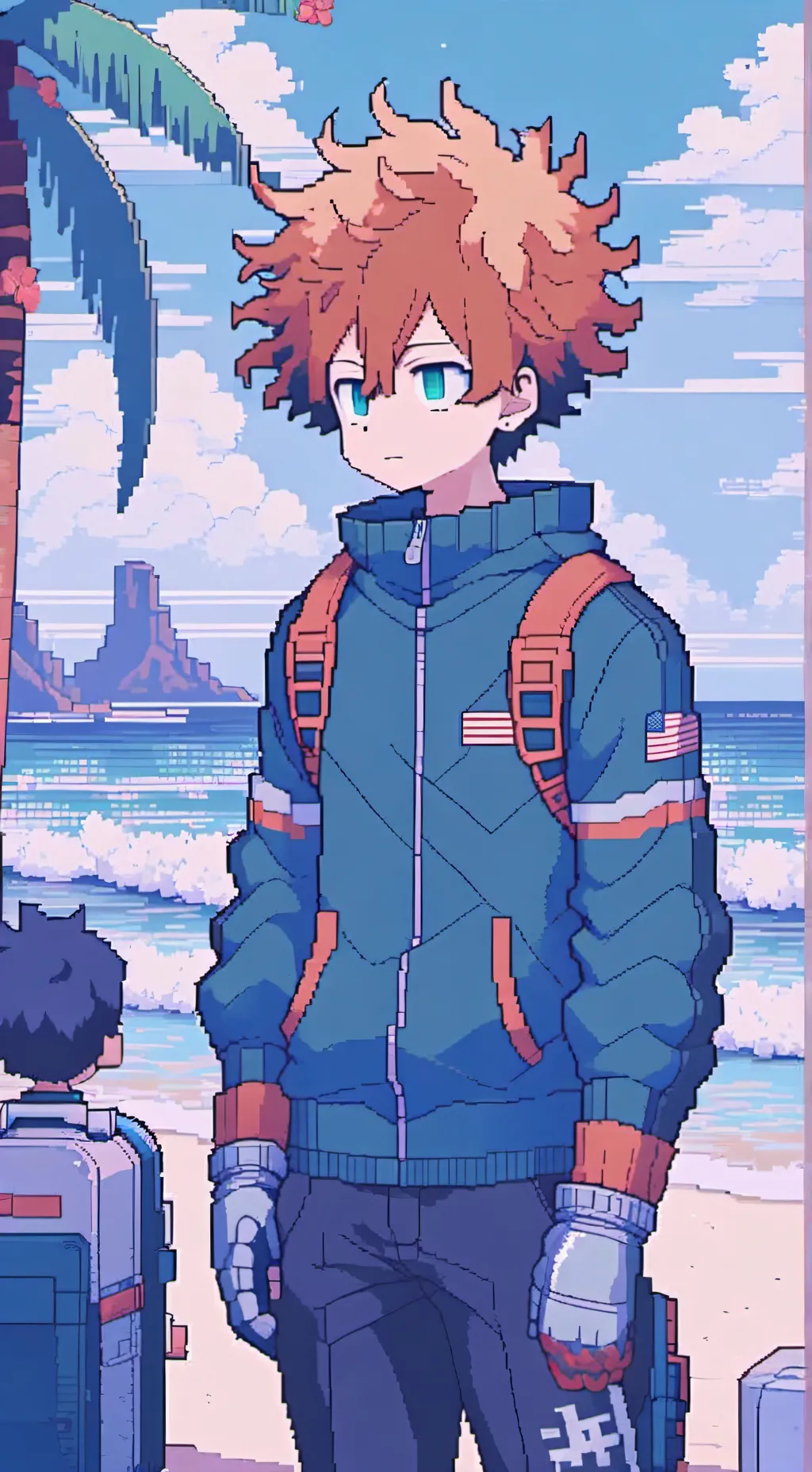 ai character: mha beach background