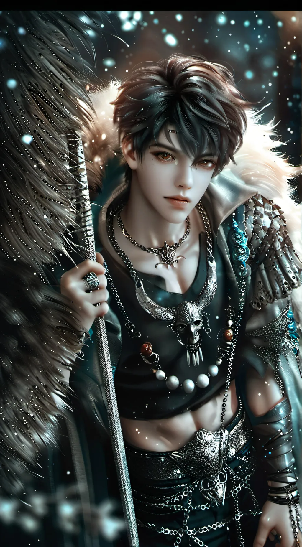 ai character: 🤍Silver🩶 background