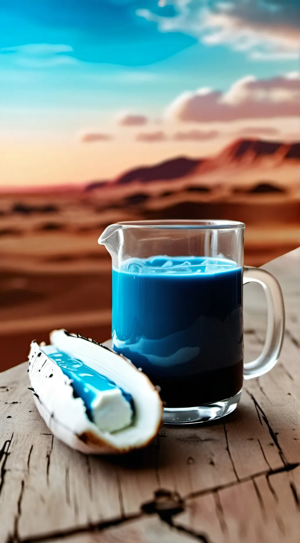 ai character: blue milk background