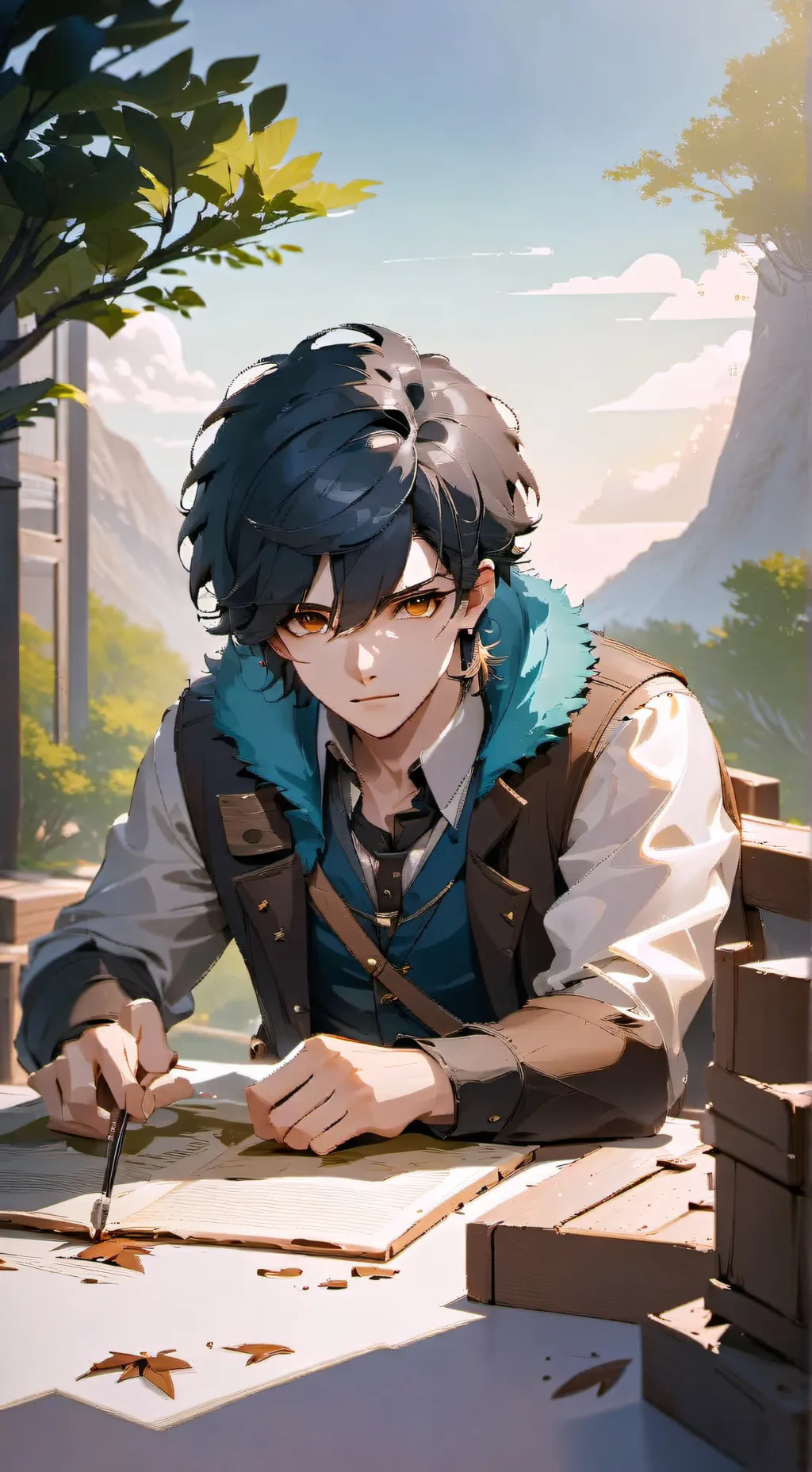 ai character: Damian ❤️ background