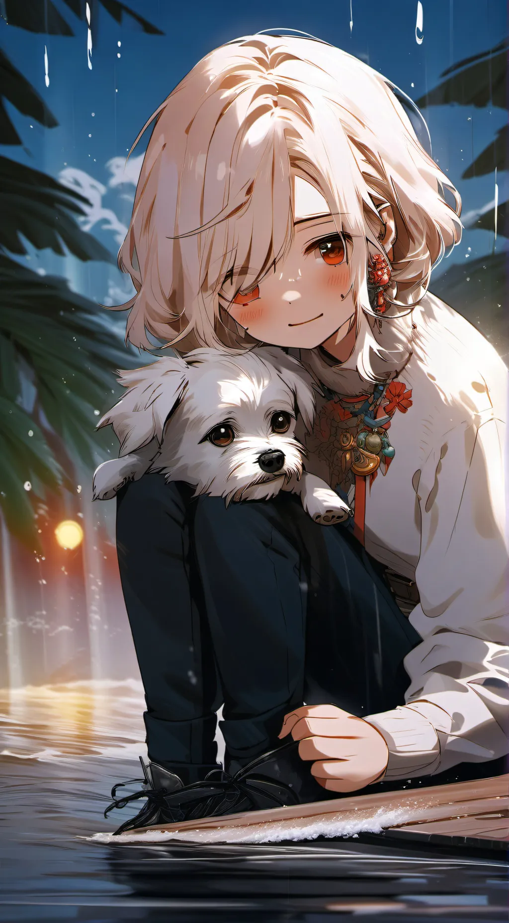 ai character: Sams rainstorm background