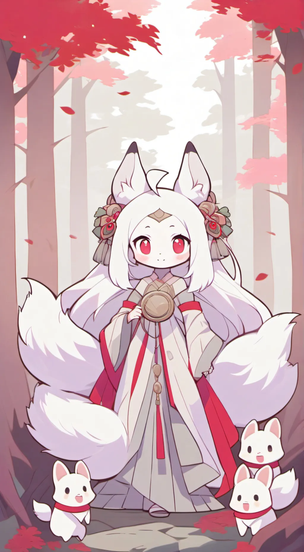 ai character: Japanese blossom background