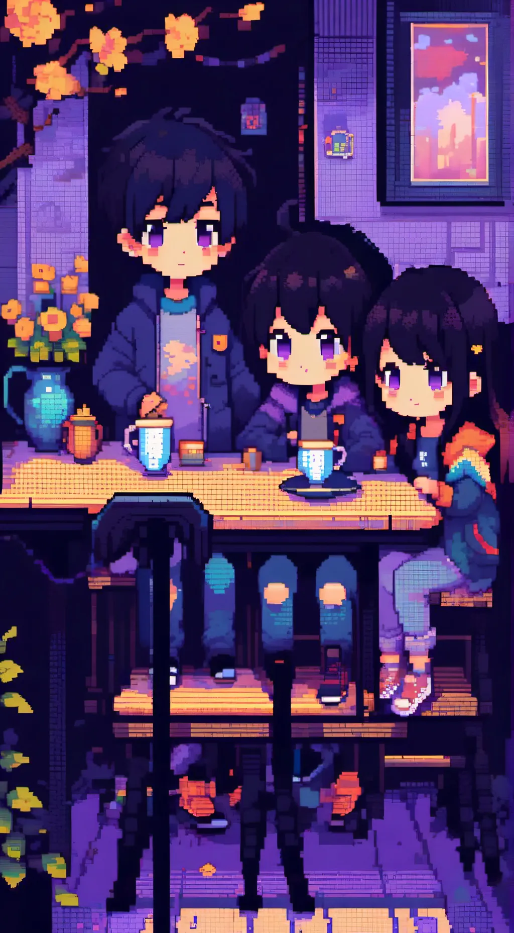 ai character:  school shopping background
