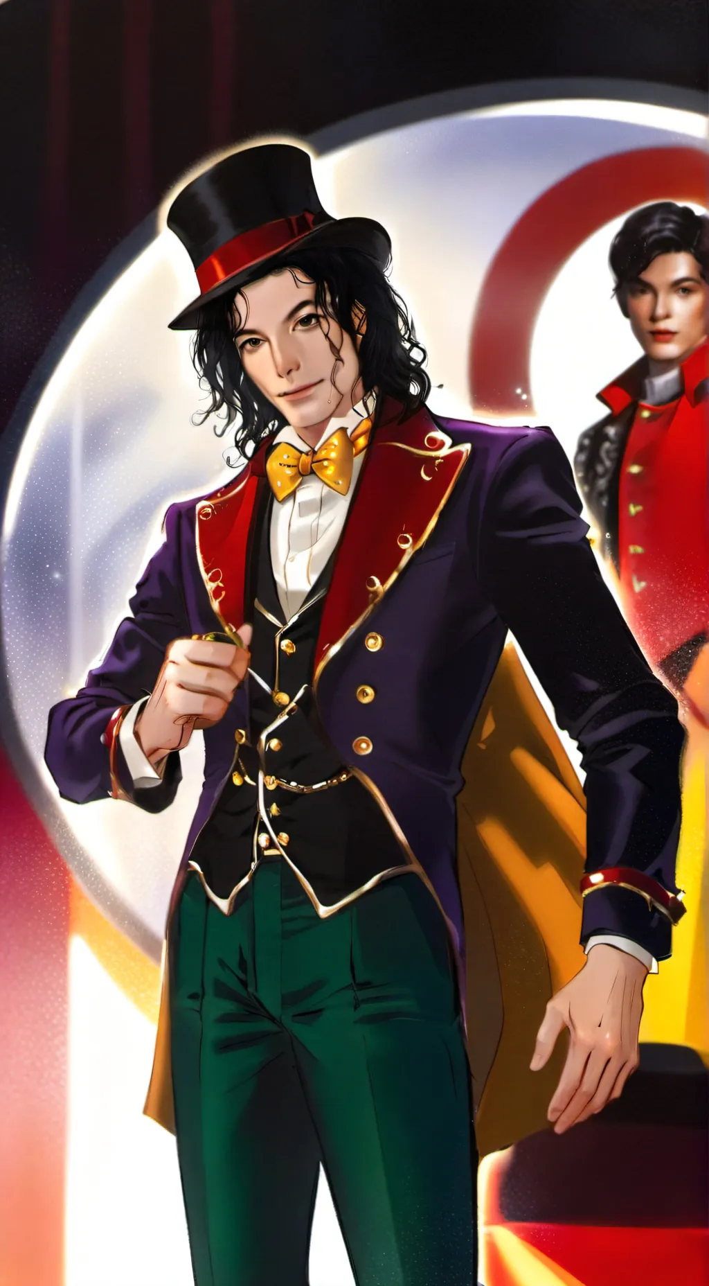 ai character: mj willy wonka background
