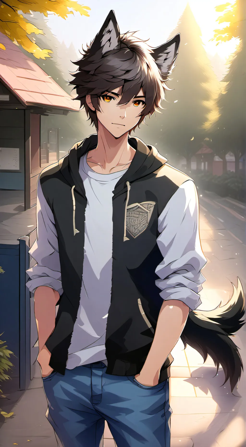 ai character: Hybrid high school background