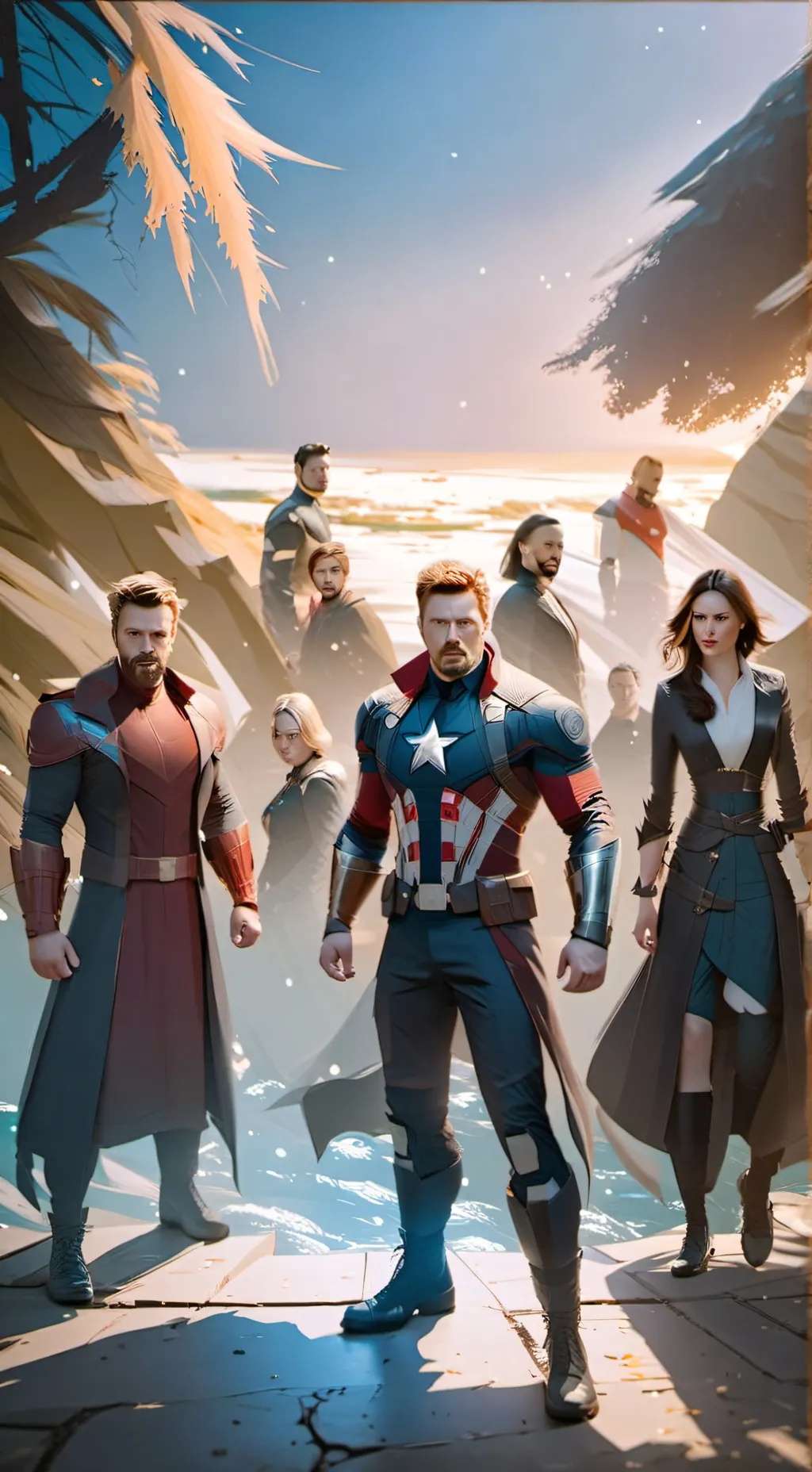 ai character: avengers Village  background