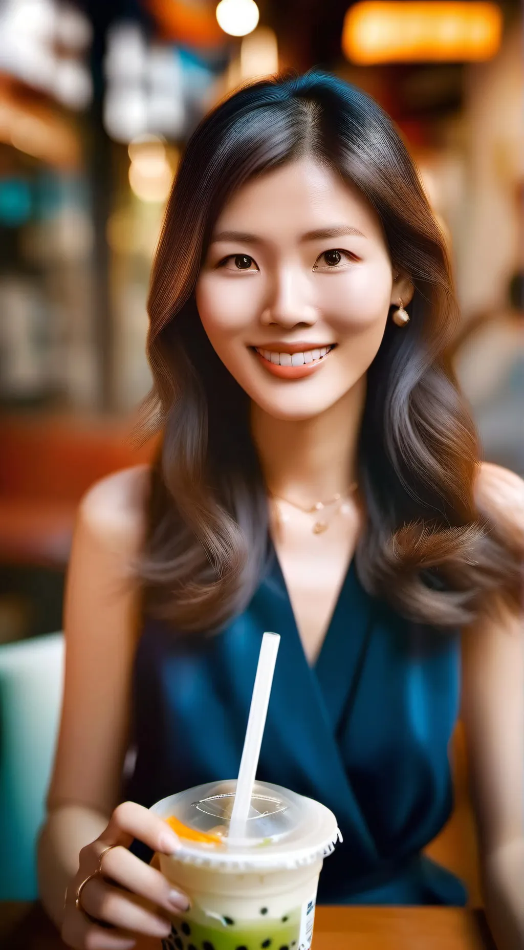 ai character: Ava bubble tea background