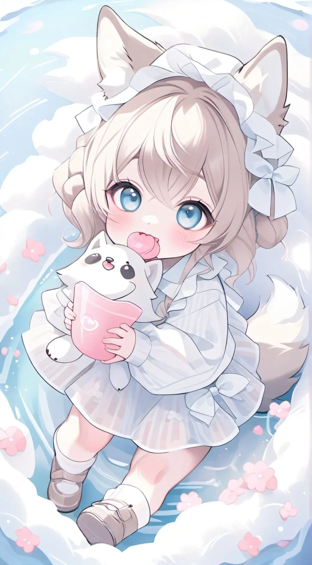 ai character: baby wolf girl  background